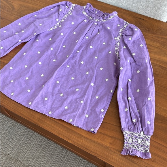 Sezane MILANO BLOUSE in Lavender Embroidered Size EU Fr 38 US 6 - Picture 5 of 12